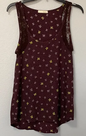 Lush High Low Tank Bow Top w/ Lace Detail thumbnail 1