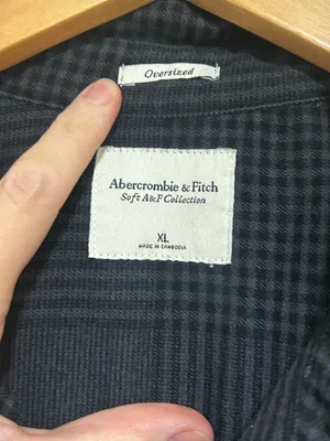 Abercrombie & Fitch Soft A&F Oversized Flannel Black Plaid Button Down Size XL thumbnail 2