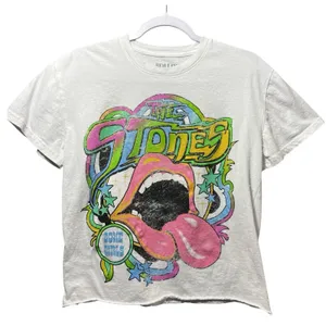Rolling Stones Some Girls Graphic‎ T-Shirt White Neon Tongue Cropped M 2023 thumbnail 1