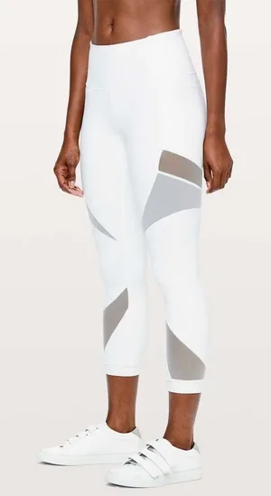 Lululemon Mesh In Motion Crop 23" White Athletic Leggings Size 8 thumbnail 1