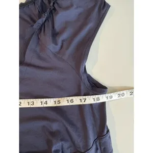 COTE FEMME Navy Blue Wrap Midi Dress Sz 14/16 V-Neck Sheer Trim Preppy Feminine thumbnail 10