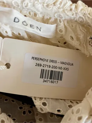 Doen Persephone Cream Eyelet Midi Dress with Tassel Belt in Magnolia NWT sz XXS thumbnail 7