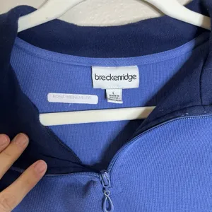Breckenridge womens quarter zip Pullover Blue Embroidered Preppy Cottage VTG‎ L 90s Nature thumbnail 3
