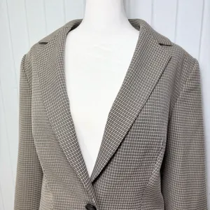 Calvin Klein Notch collar Women's‎ Checkered Blazer Size 6 thumbnail 15