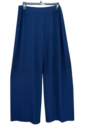 Susan Graver Navy Wide Leg Pull On Style Pants Size Large Minimalist Casual thumbnail 1