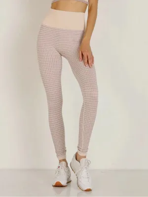 Varley Pink and Purple Hobart Houndstooth Ribbed Seamless Leggings Size L/XL thumbnail 4