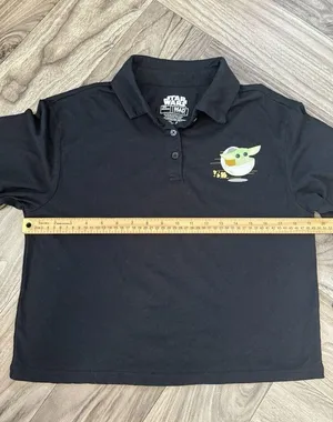 Star Wars Polo Shirt Mad Engine Long Sleeve Baby Yoda Collared Cropped Medium thumbnail 6