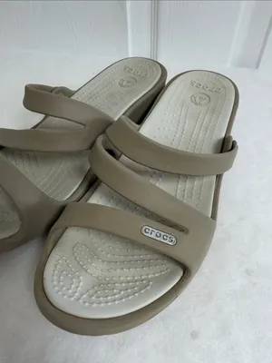Women's Crocs Swiftwater Beige Slip On Size 8 thumbnail 6