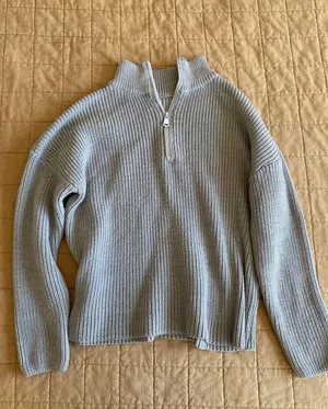 Amazon Cozy Gray Quarter-Zip Sweater thumbnail 1