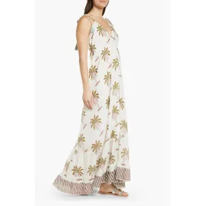 Roller Rabbit Morjim‎ Palm Venezia Maxi Tassel Cream Dress Size Medium thumbnail 3