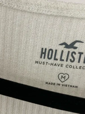 Hollister White Ribbed Long-Sleeve Scoop Neck Tie-Front Top thumbnail 5