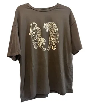 Women’s Black Tiger Graphic Tee Crew Neck Short Sleeve T-Shirt Size XL thumbnail 1