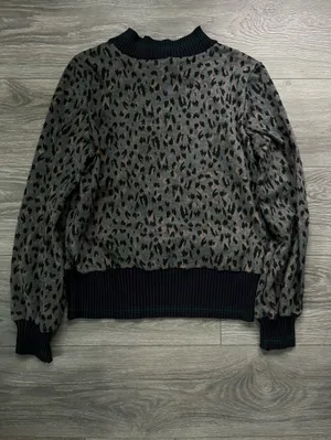 THML Anthropologie Gray Black mock Neck Long Sleeve Sweatshirt M Casual Boho thumbnail 2