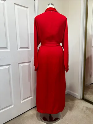 Fabletics Eco-satin Robe Strawberry Red With Black Trim With Pockets Size Medium thumbnail 14
