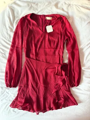Altar’d State Trina Burgundy Shimmer Wrap Dress Size Small thumbnail 1