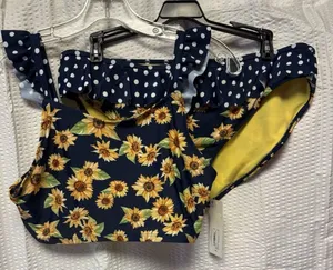 Peyton‎ & Parker Women's SZ 18.5 Sunflower Navy Polka Dots Bikini READ thumbnail 1
