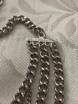 DaVinci Silver Tone Necklace & Earrings Set 3 Rows Fringe Statement Festival New thumbnail 3