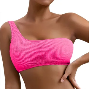 Triangl Ribbed One Shoulder Bikini Top- Size Large thumbnail 1