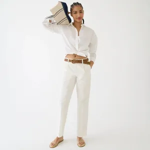 NWT Womens Size 29 29x28 J. Crew Off White Pleated Slouchy Boyfriend Chino Pants thumbnail 2