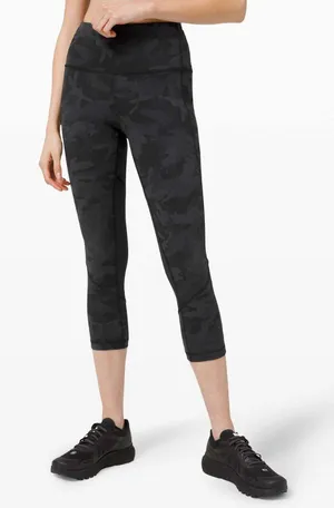 Lululemon Pace Rival High Rise Crop 22 Camo Leggings Women’s 2 Black thumbnail 1