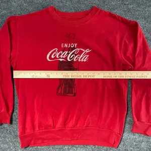 Coca Cola Bottle Graphic Long Sleeve Crewneck Red Sweatshirt Casual Cozy Holiday thumbnail 5