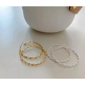 Beautiful Twist‎ 14k Gold Plated Sterling Silver Hoop Earrings, 4.2cm thumbnail 5