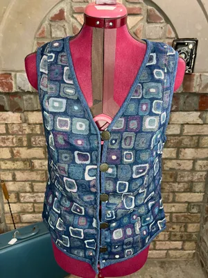 vest jersey textured blue 1980s thumbnail 1