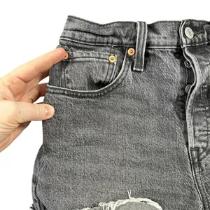 Levis 501 Size 27 Shorts High Rise Button Fly Denim Shorts‎ Washed Black Gray thumbnail 3