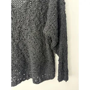 Free People Best Of You V-Neck Sweater Black Open Knit Slouchy Boho XS thumbnail 6