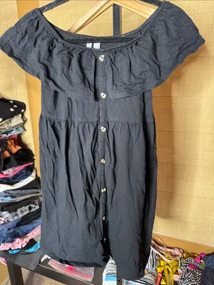 NWOT ASOS Black Off Shoulder Ruffle Button Front Mini Dress Size 4 thumbnail 3