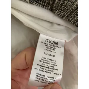 Maje Long Gray Cotton Linen Stretch Asymmetric Zip Coat women’s size 36 Small thumbnail 8