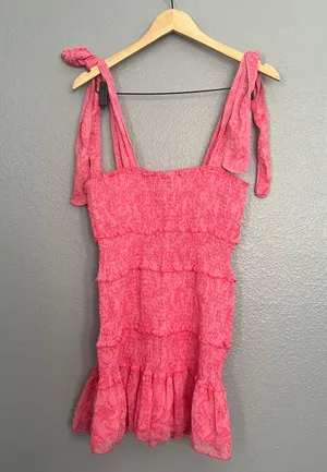 Vici Pink Floral Smocked Mini Dress thumbnail 5