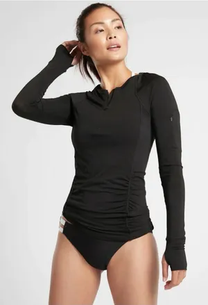 Athleta Small Black Pacifica Contoured Long Sleeve Quarter Zip Shirt Athletic thumbnail 1