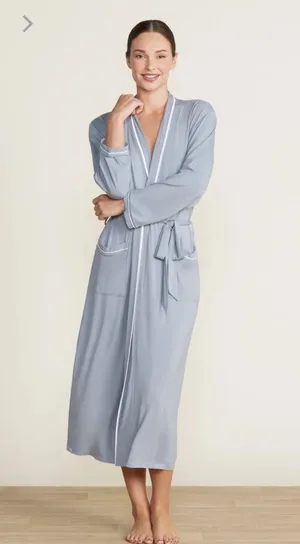 Barefoot Dreams Malibu Collection Soft Jersey Robe Moonbeam thumbnail 1