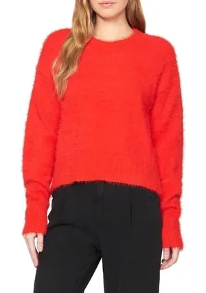 Sanctuary Popover Red Crewneck Sweater Top Blouse v6x thumbnail 1