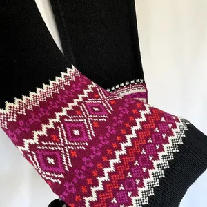 Talbots black and pink knit‎ geometric scarf one size cotton wool winter striped thumbnail 2