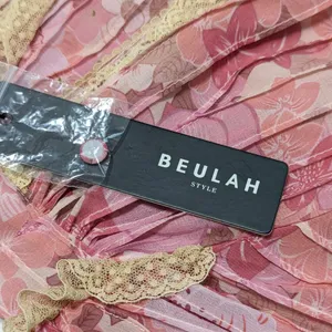 Beulah Pink Lace Ruffle Mini Dress Puff Sleeve Coquette Kawaii Womens Small thumbnail 3