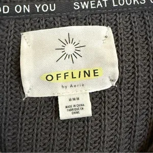 Aerie OFFLINE Oversized Hooded Ribbed Knit Sweater Smoked Gray Women’s Medium thumbnail 7