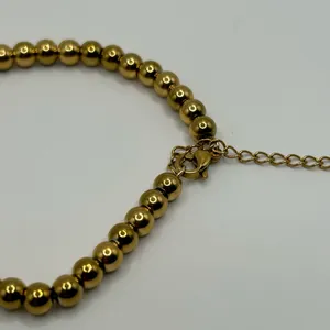 Goldie 18K Solid Yellow Gold Plated Beaded Bracelet Women High Quality 7"-8" Adjustable thumbnail 3