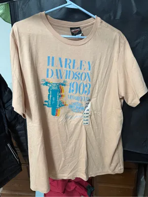 Schaeffer’s Harley-Davidson 1903 Graphic Tee - Peach with Blue Print size xl thumbnail 1