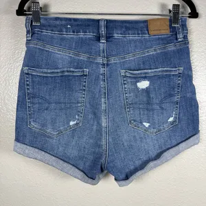American Eagle High-Rise Blue Denim Roll-Cuff Women's Shorts SZ:6 thumbnail 4