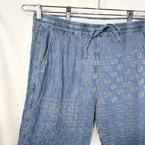 Johnny Was Biya Large Pants Blue Embroidered Chambray Lyocell Jogger Boho 1394 thumbnail 6
