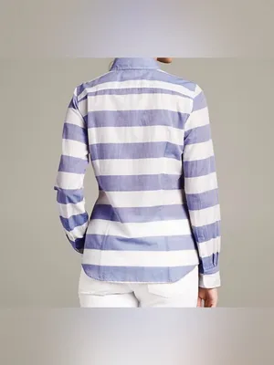 Banana Republic Blue and White Striped Soft Wash Shirt Size Medium thumbnail 2