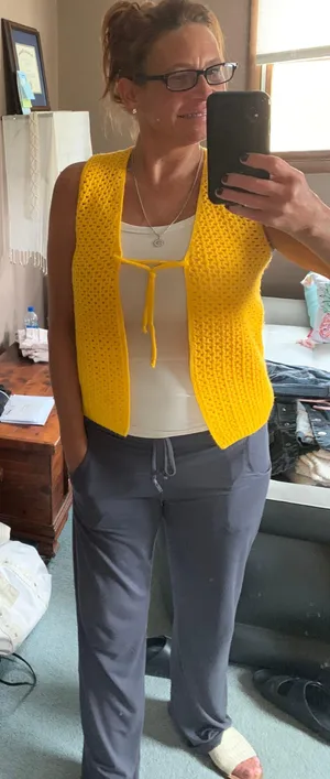Bright And Cheerful Yellow Lace Front Sweater Vest thumbnail 2