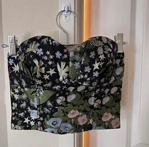 Floral Embroidered Herringbone Bustier Camisole Multi thumbnail 3
