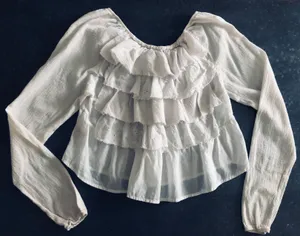 Free People Ruffle white top ,size S thumbnail 2