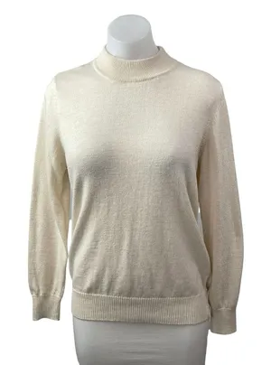 Tera Vera Women's Cream Long Sleeve Mock Neck Sweatshirt Sweater Top Size M thumbnail 1