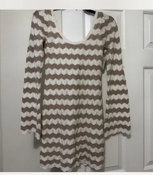 Crochet stripe mini Hollister long sleeve dress thumbnail 2