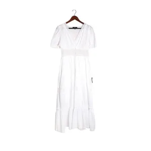Lulu's Folklore Swiss Dot Lace Trim Tiered Gauze Midi Dress Pinstripe White M thumbnail 4