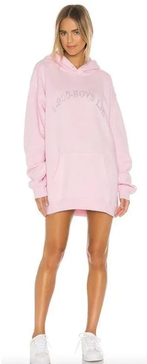 BOYS LIE 1-800 Pink Remix Hoodie in Baby Pink One Size thumbnail 1